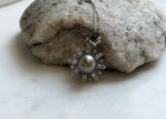10.4mm Tahitian platinum ocean pearl Floral pendant: Extreme luster mirrored, S925 silver pendant chain set. gift for her daily pendant