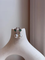 9.8mm Australian ocean Saltwater white Pearls Earrings: Extreme luster mirrored, 3cm high, S925 silver Vintagd earrings. Pearl Jewelry Idea.