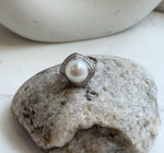 13.6mm Freshwater Edison cold white round pearl Ring:  Extreme luster mirrored, S925 silver adjustable ring. Pearl Jewelry Idea. gift for her