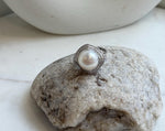 13.6mm Freshwater Edison cold white round pearl Ring:  Extreme luster mirrored, S925 silver adjustable ring. Pearl Jewelry Idea. gift for her