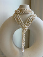 40.2” White Round Pearls Necklace or waist belt: Extreme luster mirrored, thousand pearls. for her birthday