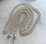40.2” White Round Pearls Necklace or waist belt: Extreme luster mirrored, thousand pearls.