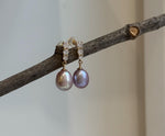 7.9mm Freshwater pearls Earrings: Extreme luster mirrored, Metallic rose lavender, 2.2cm high, S925 silver earrings.Pearl Jewelry Idea.