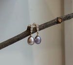 7.9mm Freshwater pearls Earrings: Extreme luster mirrored, Metallic rose lavender, 2.2cm high, S925 silver earrings.Pearl Jewelry Idea.