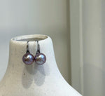 9.3mm Freshwater Edison pearls S925 silver High heel Earrings: Extreme luster mirrored, Metallic purple lavender.Pearl Jewelry Idea. gift for her birthday