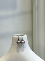 9.3mm Freshwater Edison pearls S925 silver High heel Earrings: Extreme luster mirrored, Metallic purple lavender.Pearl Jewelry Idea.office earrings
