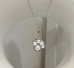 5pcs White Pearls Cat Paw pendant: Extreme luster mirrored, 3.2-5.9mm, S925 silver Cute pendant chain set. Pearl jewelry idea. gift for her birthday