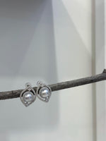 7.5mm Akoya ocean Blue silver pearls earings: Extreme luster mirrored, 1.4x1.9cm, s925 silver earrings. Pearl jewelry idea.