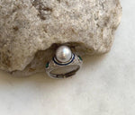 8.6mm Akoya blue silver ocean pearl Vintage ring: Extreme luster mirrored, S925 silver adjustable ring. Pearl Jewelry Idea. gift for her birthday