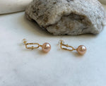 8.5mm Peach Gold Pearls Earrings Chandeliers: Extreme luster Mirrored, Metallic peach gold color, 2.5cm high, S925 silver cool earrings. gift for her daily wear