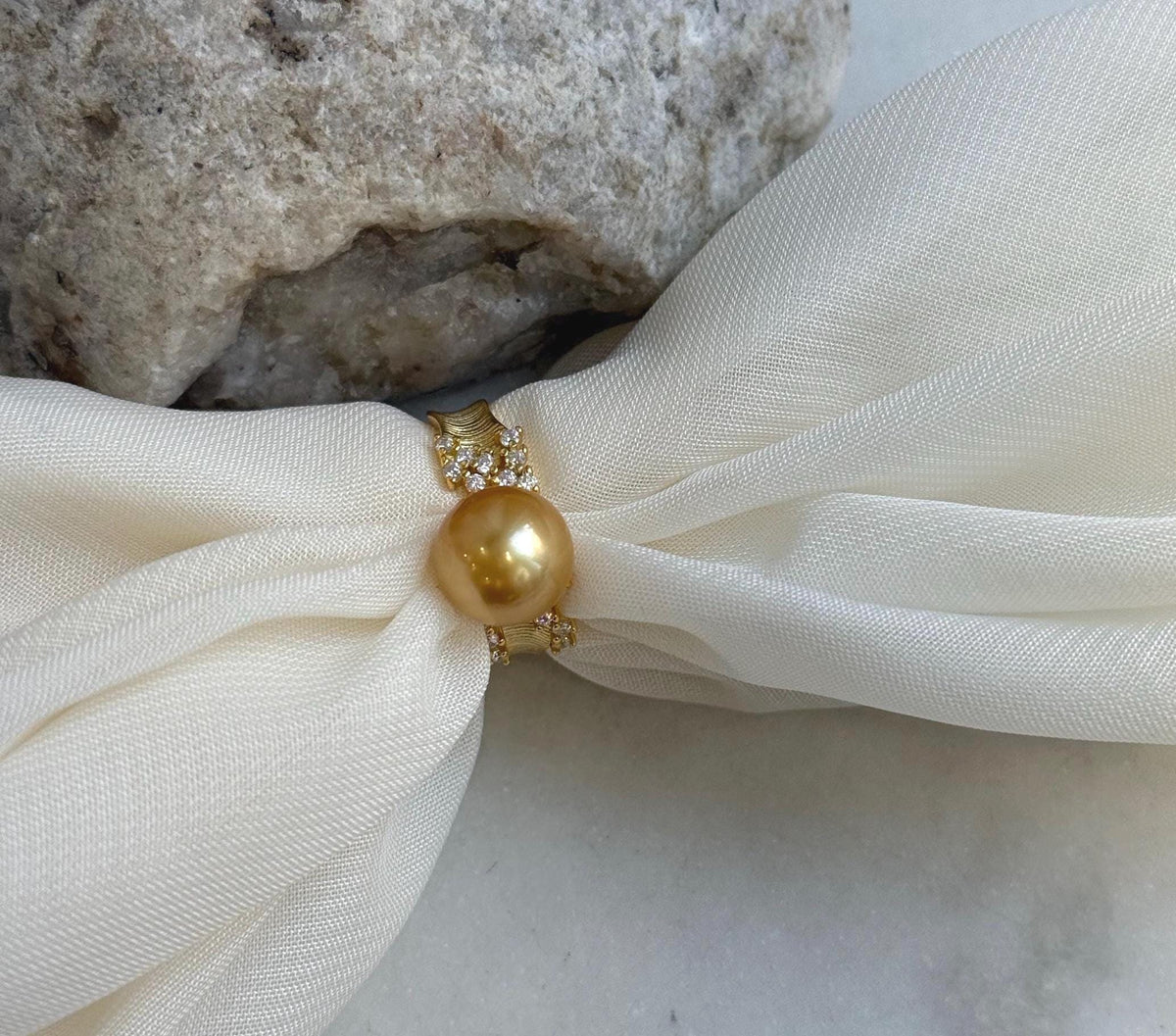 10.3mm South sea deep golden ocean pearl Ring: Extreme luster mirrored, S925 silver with gold plated adjustable Vintage Ring. gift for her daily wear