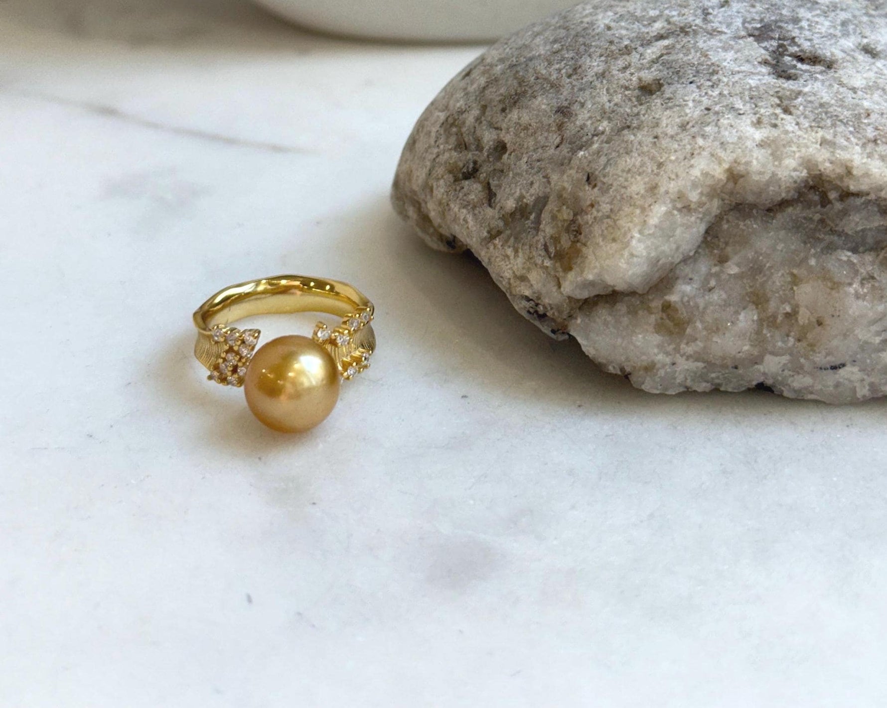 10.3mm South sea deep golden ocean pearl Ring: Extreme luster mirrored, S925 silver with gold plated adjustable Vintage Ring.