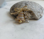 South sea golden pearl Christmas Bell brooch: Extreme luster mirrored, 8mm, 5x4.2cm.