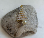 South sea golden pearl brooch: Extreme luster mirrored effect, 9.6mm, light gold pearl. Christmas Brooch.