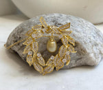 South sea golden pearl Floral Ring brooch pendant 2in1: Extreme strong luster mirrored, 8.5mm, 4.5x4.7cm, s925 silver chain not included.
