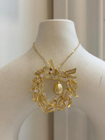 South sea golden pearl Floral Ring brooch pendant 2in1: Extreme strong luster mirrored, 8.5mm, 4.5x4.7cm, s925 silver chain not included. gift for Christmas