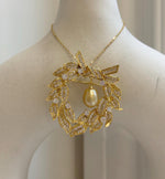 South sea golden pearl Floral Ring brooch pendant 2in1: Extreme strong luster mirrored, 8.5mm, 4.5x4.7cm, s925 silver chain not included. Christmas brooches