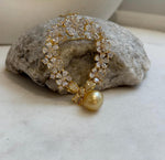 South sea golden pearl Floral Ring brooch pendant 2in1: Extreme strong luster mirrored, 10.7mm, 4x6.7cm, s925 silver chain not included.