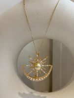 South sea golden pearl Star brooch pendant 2in1: Extreme strong luster, 9.7mm, ultra gold pearl, s925 silver chain not included.
