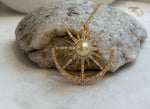 South sea golden pearl Star brooch pendant 2in1: Extreme strong luster, 9.7mm, ultra gold pearl, s925 silver chain not included. daily brooch