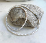 Elly‘s 3.1mm+ Freshwater cold white pearls necklace: Extreme luster mirrored, s925 silver 17.9” necklace. Pearl jewelry idea