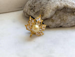 Elly’s South sea golden pearl Maple Leaf Small brooch: Extreme luster mirrored, 9mm, ultra gold pearl 2x2.1cm. Pearl jewelry idea, brooch for her
