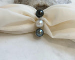 Tri Tahitian Australian ocean white pearls Ring: Extreme luster mirrored, 10.3-10.7mm. S925 silver adjustable Vintage Ring.