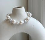 7.6-11.4mm White Pearls Bracelet, Extreme luster mirrored, 8.1” knot, S925 silver bracelet.