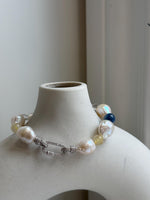 8pcs 10-12.5mm Baroque pearls Braclet: Extreme luster mirrored, 8”, S925 silver Braclet with Crystal Kyanite.