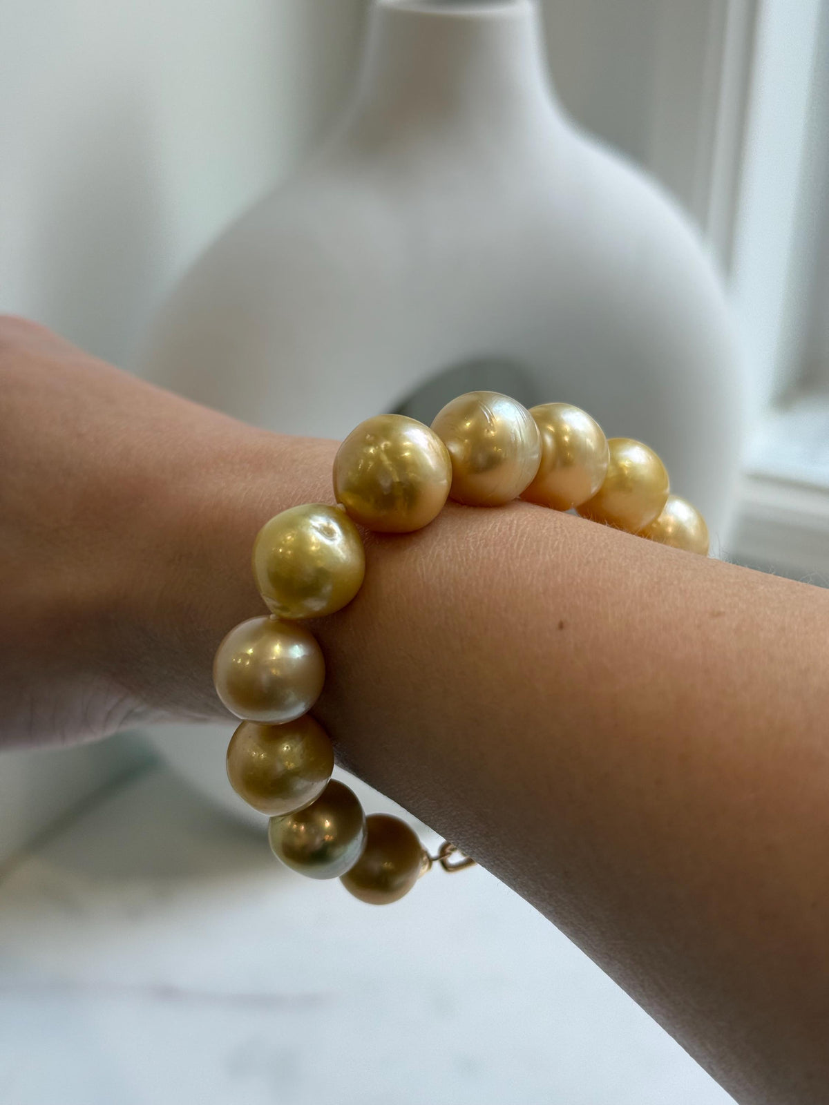 10.8-13.1mm 12pcs South sea golden Ocean Pearls bracelet: strong luster, gold to deep golden pearls,S925 silver bracelet. gift for her anniversary