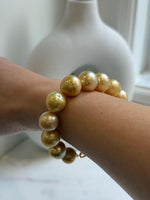10.8-13.1mm 12pcs South sea golden Ocean Pearls bracelet: strong luster, gold to deep golden pearls,S925 silver bracelet. gift for her anniversary