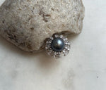 12.9mm Tahitian ocean Pearl Floral Ring: Extreme luster mirrored, 2.3cm Dia, Quite Thick S925 Silver Adjustable Ring.