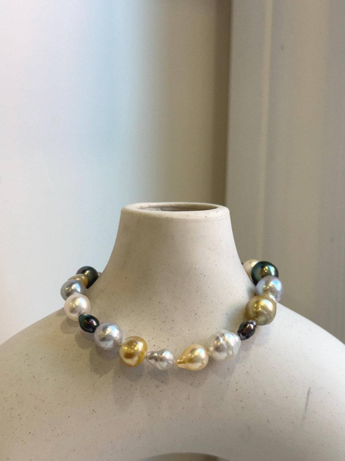 Elly’s Multicolor Ocean Pearls Bracelet: 21pcs South Sea Golden White Tahitian Akoya Pearls, Extreme luster, 3.8-9.5mm, 7.7” knot, gift for her Valentine’s Day