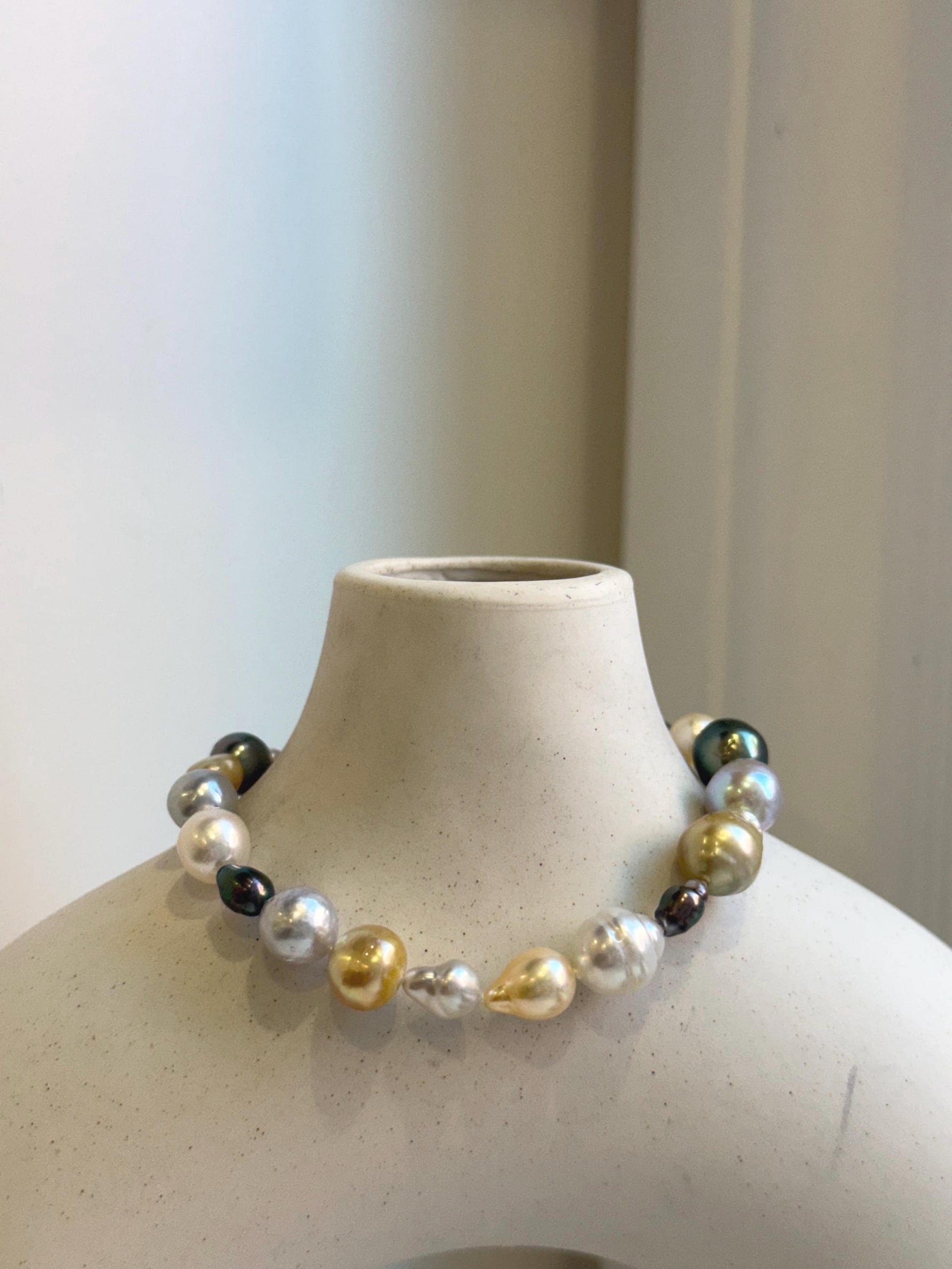 Elly’s Multicolor Ocean Pearls Bracelet: 21pcs South Sea Golden White Tahitian Akoya Pearls, Extreme luster, 3.8-9.5mm, 7.7” knot, gift for her Valentine’s Day