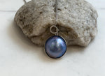 20.7mm Purple blue iridescent Ocean Round Mabe Pearl Pendant: Extreme luster, S925 Silver base pendant Necklace Set.
