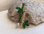 Akoya ocean pearl Bamboo brooch pendant 2in1: Extreme luster mirrored, 7.3mm, Blue silver. s925 silver chain not included.