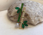 Akoya ocean pearl Bamboo brooch pendant 2in1: Extreme luster mirrored, 7.3mm, Blue silver. s925 silver chain not included.