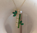 Akoya ocean pearl Bamboo brooch pendant 2in1: Extreme luster mirrored, 7.3mm, Blue silver. s925 silver chain not included.