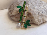 Akoya ocean pearl Bamboo brooch pendant 2in1: Extreme luster mirrored, 7.3mm, Blue silver. s925 silver chain not included.