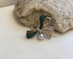 Akoya ocean pearl Butterfly bow brooch pendant 2in1: Extreme luster mirrored, 7mm, Blue silver. s925 silver chain not included. gift for her birthday