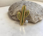Akoya ocean pearl Cactus brooch: Extreme luster mirrored, 7.1mm, Blue silver.