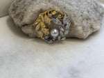 Akoya ocean pearl Floral brooch pendant 2in1: Extreme luster mirrored, 7.4mm, Blue silver. s925 silver chain not included. gift for her birthday