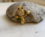 Elly’s South sea deep golden ocean pearl Owl brooch pendant 2in1: Extreme luster mirrored, 8.6mm, s925 silver chain not included. gift for her daily brooch