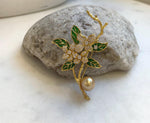 Elly’s Edison Golden pearl Floral brooch: Extreme luster mirrored,9.4mm,4.1x6.2cm. Pearl jewelry idea
