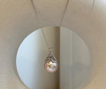 Elly’s 13.6mm Edison rose Pearl mermaid tail Pendant: Extreme luster mirrored, s925 silver pendant necklace set.Pearl jewelry idea. gift for her