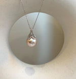 Elly’s 13.6mm Edison rose Pearl mermaid tail Pendant: Extreme luster mirrored, s925 silver pendant necklace set.Pearl jewelry idea. gift for her anniversary