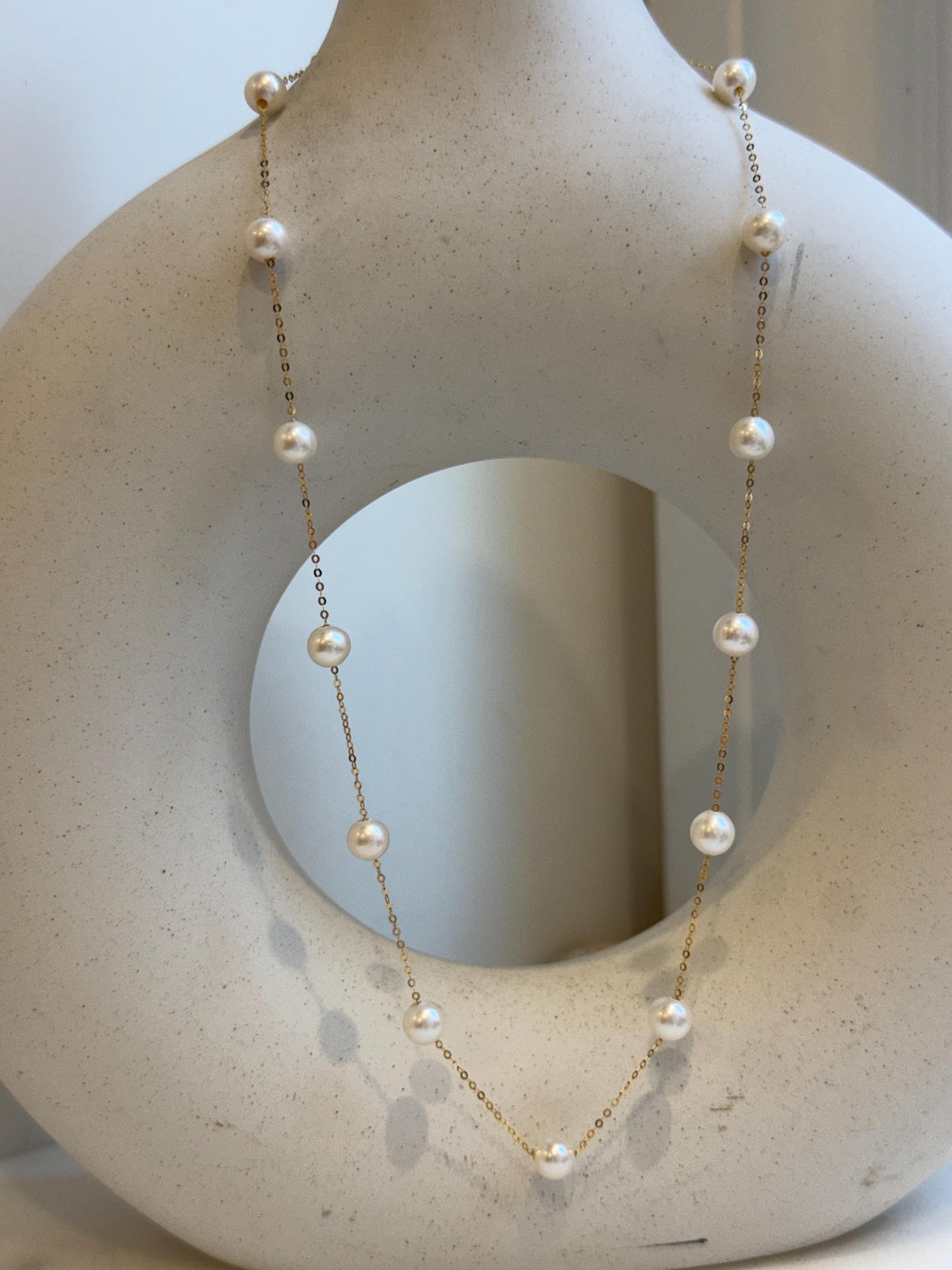 Elly’s 17pcs white Pearls Satellite Necklace: 5.4-6mm, 17.5”. S925 silver necklace set. Pearl jewelry idea. Gift for her