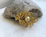 Elly’s South sea ultra golden pearl feathers brooch pendant 2in1: Extreme luster mirrored effect, 10mm. Pearl jewelry idea. gift for daily wear