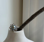 10.1mm Tahitian Ocean Platinum Pearl Ring: Extreme luster mirrored, S925 silver Floral adjustable Ring.