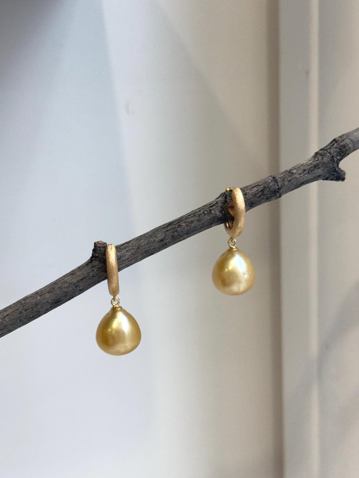 Elly’s 12.4mm South sea ultra golden ocean Pearls Earrings hoops: Extreme luster mirrored, 3cm high, S925 silver cool earrings hoops. gift for her holiday
